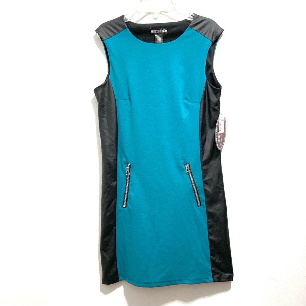 NEW Paper Doll Sleeveless Back Zipper Dress Turquoise Blue / Teal Color